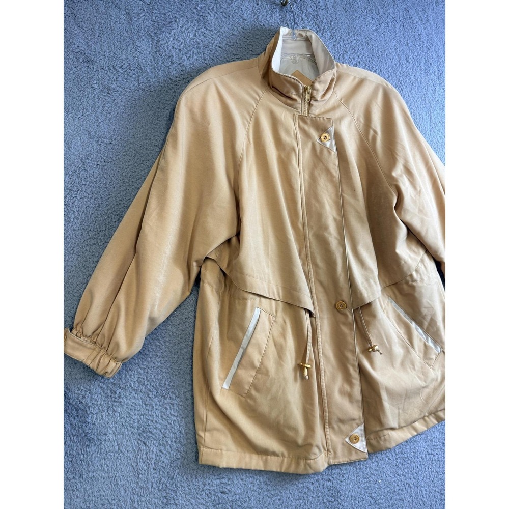 Vintage Innovations by‎ Izzi Jacket Womens Large Tan Zip Snap Drawstring 80s - Picture 3 of 16